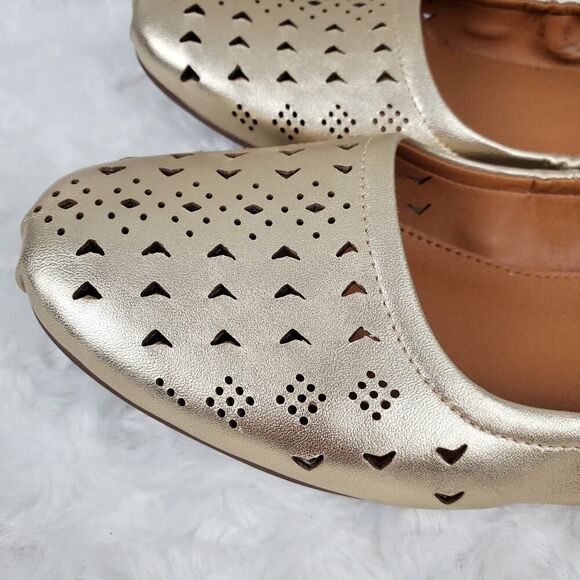 Franco Sarto Brewer Leather Ballet Flats Metallic Gold Size 6 - Picture 5 of 10